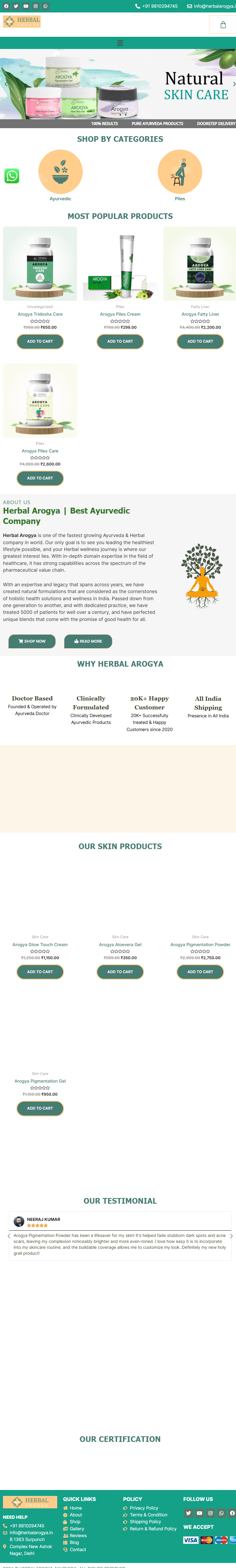 Herbal Arogya ( Ayurvedic Wellness E-commerce Platform)