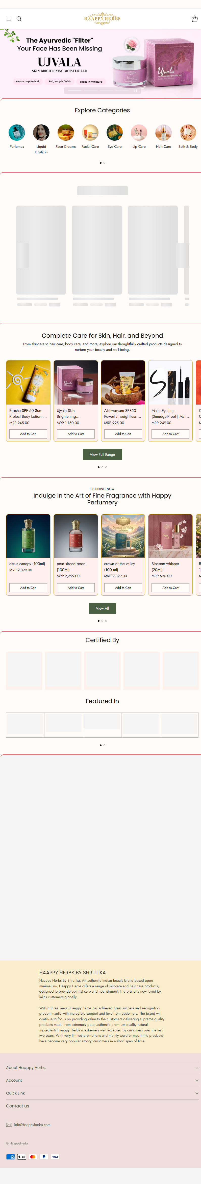 Haappy Herbs(Herbal Wellness Brand E-commerce Website)