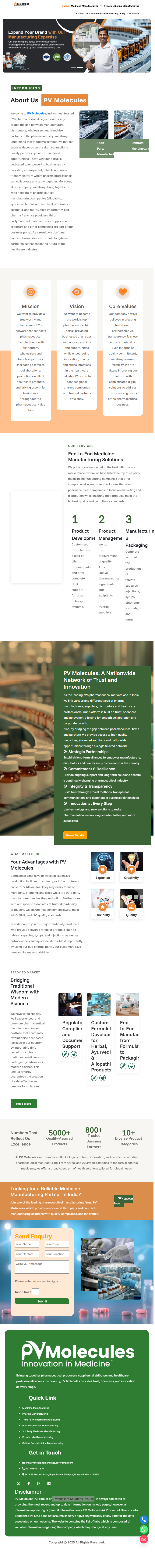 PV Molecules (Pharmaceutical Manufacturing Company Website)
